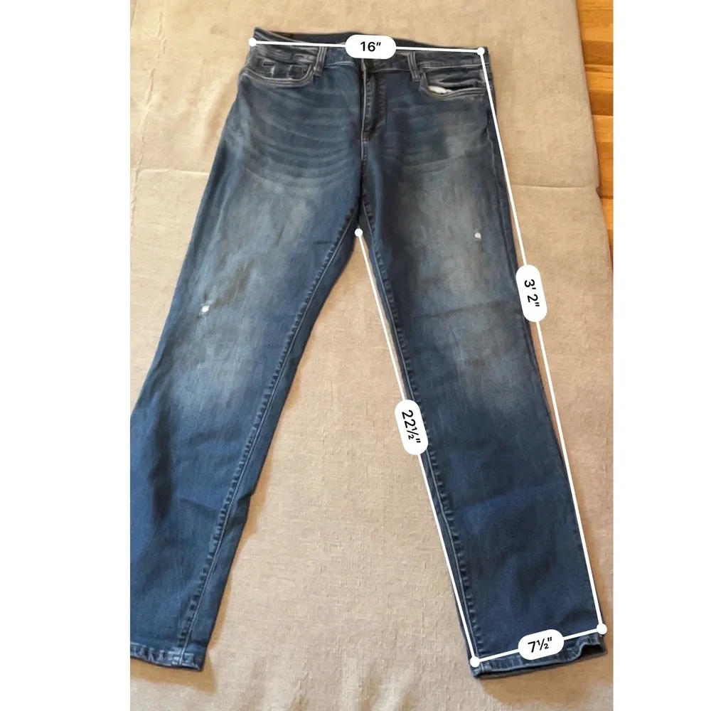 KUT from the Kloth High Rise Boyfriend Jeans Medium Wash‎ Distressed Size 14